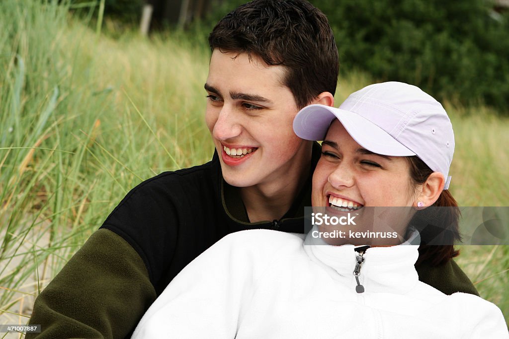 Rir Casal na praia - Royalty-free Adolescente Foto de stock