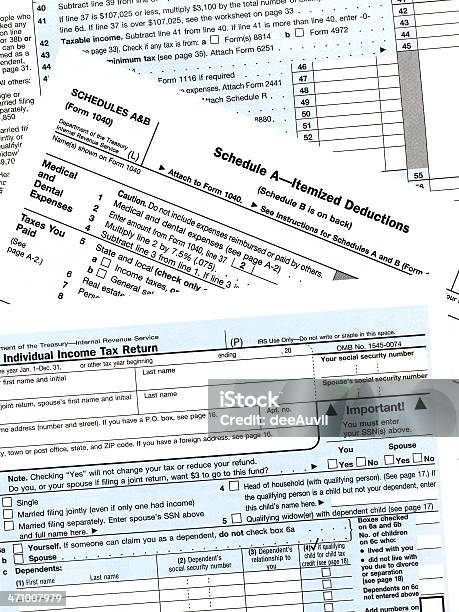 Irs Formulários De Impostos - Fotografias de stock e mais imagens de Aterrorizado - Aterrorizado, Azul, Burocracia