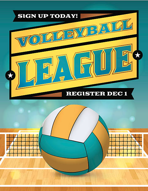 vektor-volleyball-league-flyer illustrationen - volleyball sport floor ball stock-grafiken, -clipart, -cartoons und -symbole