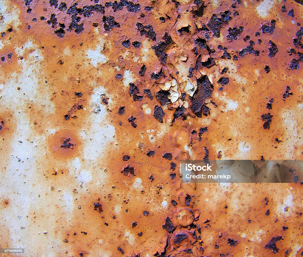 Rust. Peeling paint Rusty sheet of painted metal. Peeling paint Abandoned Stock Photo