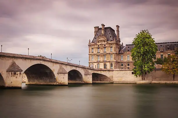 Pont du Carrousel in Paris from Seine river, Paris - France