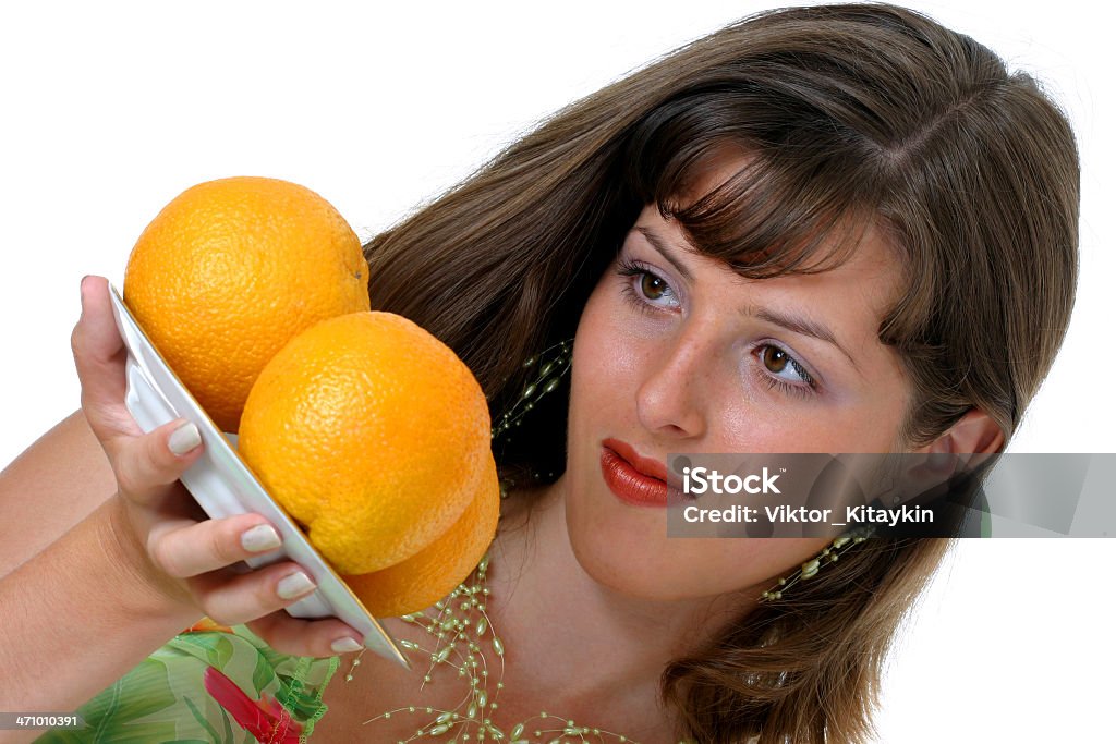 여자아이, 오렌지 - 로열티 프리 가냘픈 스톡 사진