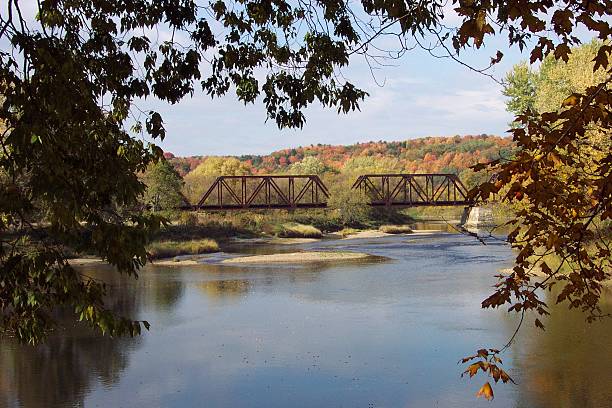 Railroad Bridge over Vermont River stock photo