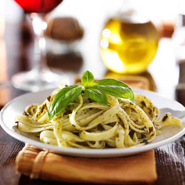 istock fettuccine in basil pesto sauce 471014364