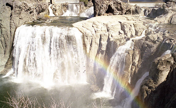 Shoshone Falls w/ Rainbow Shoshone Falls near Twin Falls, Idaho. boise waterfall stock pictures, royalty-free photos & images