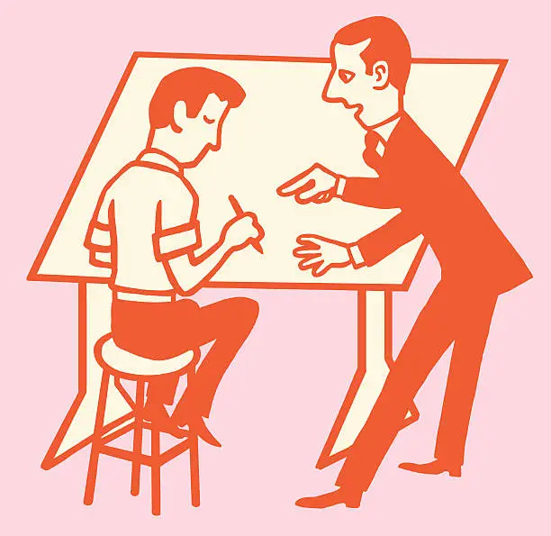 Vector illustration of Two Men at Drafting Table