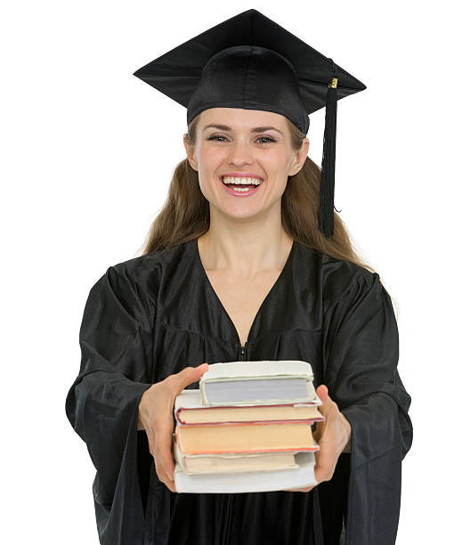 istock graduation girl student giving stack of books 471018440