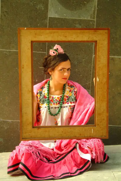 From the series "Living Portraits": Framed mexican artist