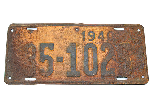 라이센스 플라테 "1940" - license plate metal rusty old 뉴스 사진 이미지