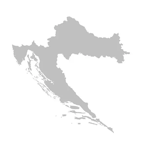 Vector illustration of grey map of Croatia