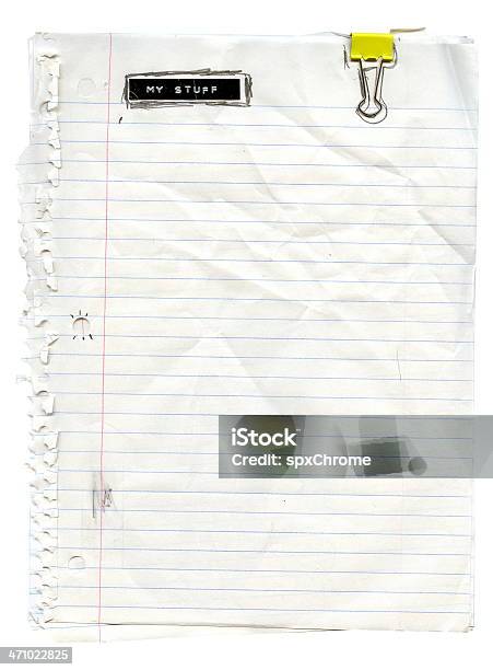 Papel High School - Fotografias de stock e mais imagens de Papel Pautado - Papel Pautado, Caderno de notas, Amarrotado