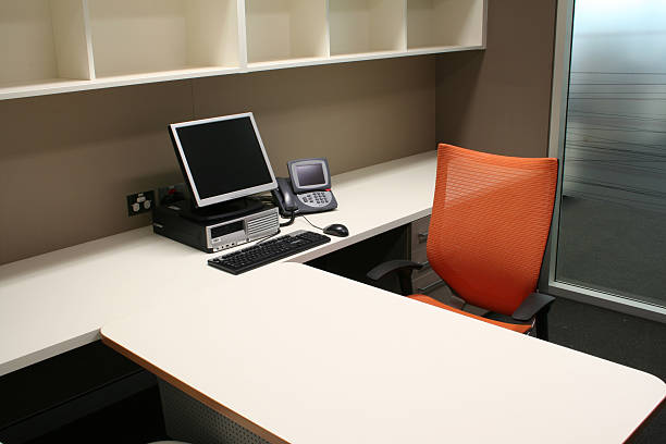 Office Computer setup stock photo