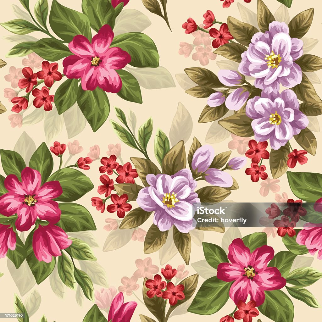 Floral background Seamless pattern with beautiful flowers in watercolor style 2015 stock vector