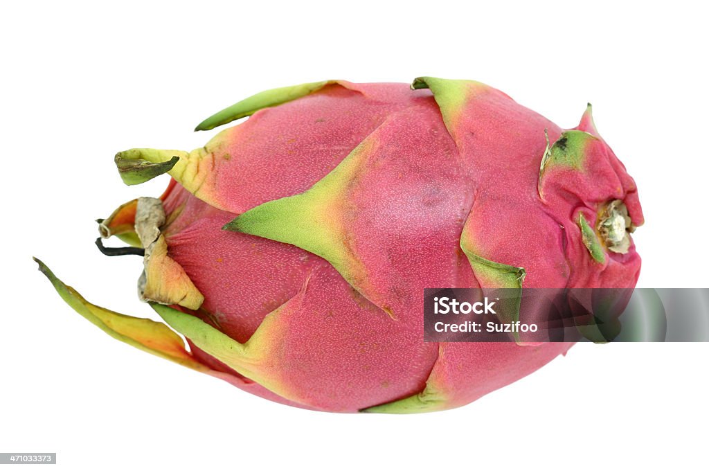 dragon fruit A dragon fruit, also called a strawberry pear, isolated on white. Bizarre Stock Photo