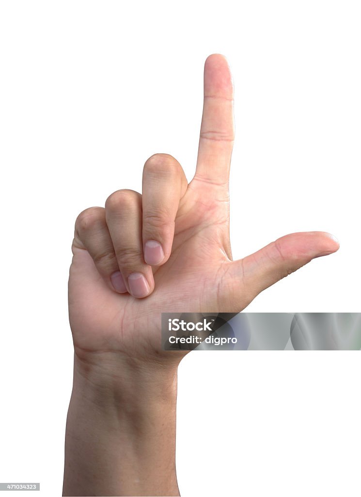 La lettera "L" con il linguaggio dei segni - Foto stock royalty-free di Linguaggio dei segni americano