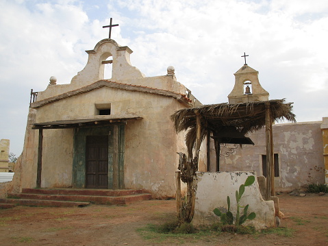 Old Real Mexico. Typical church in western film.