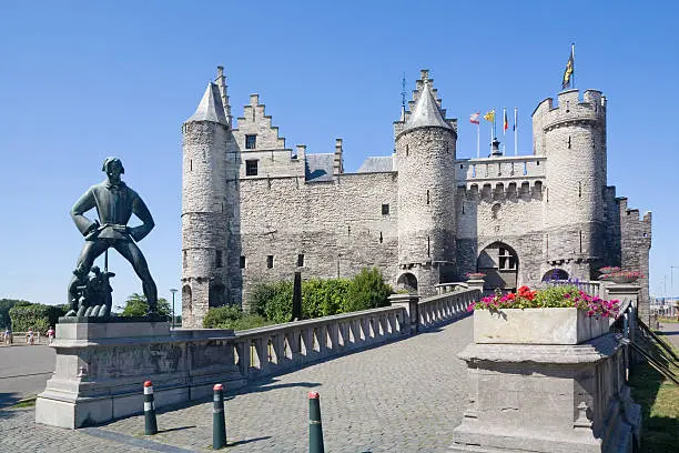 View of the "Steen" (stone) castle. It was one of the earliest buildings in Antwerp constructed in stone. Built in the 13th century.