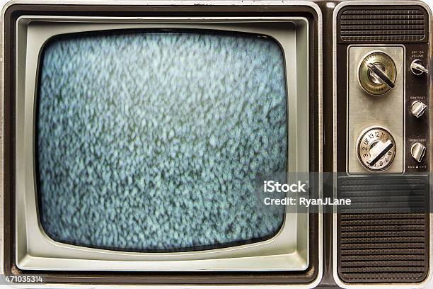 Classic Retro Television With Static Stock Photo - Download Image Now - 1980-1989, Television Static, 2015