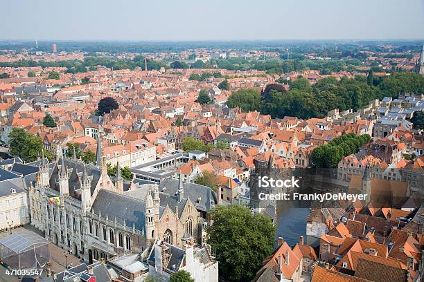 Aerial View On Bruges And Surroundings Stock Photo - Download Image Now - Aerial View, Bruges, Ancient