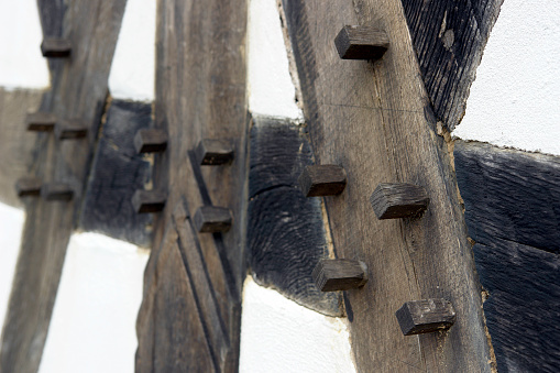 Half-timbering close-up with nails and ornaments