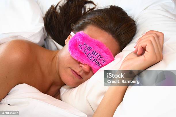 Sleeping Beauty And Eye Cover Stock Photo - Download Image Now - Adult, Bed - Furniture, Bedroom