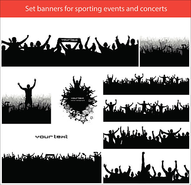 sammlung banner für sport - applauding human hand silhouette audience stock-grafiken, -clipart, -cartoons und -symbole