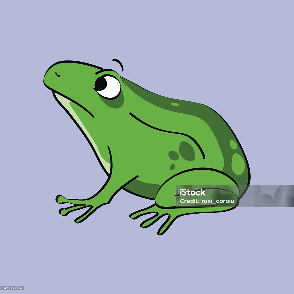 Green Frog Amphibian Drawing Cartoon of a green frog profile.  Frog stock vector
