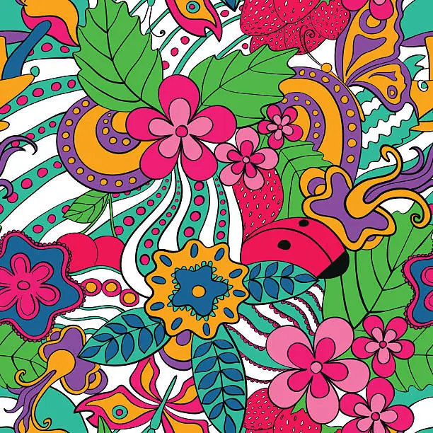Vector illustration of Abstract psychedelic seamless pattern