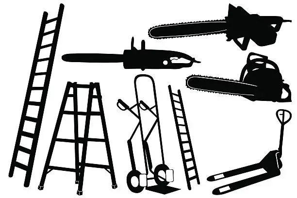 Vector illustration of Tools and ladders