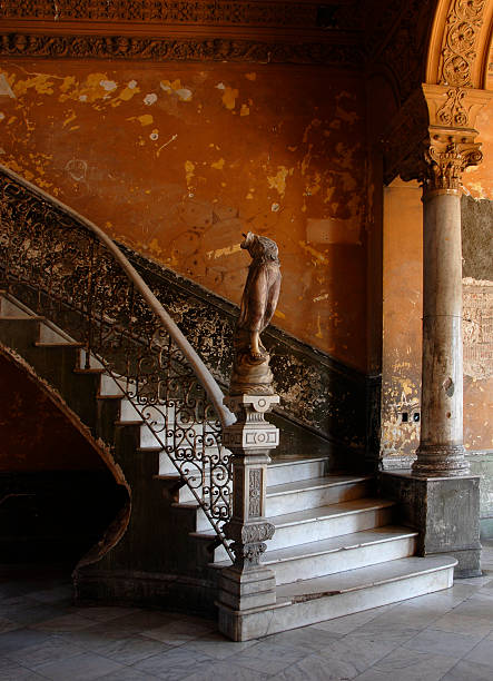 istock An old abandon house with broken statue and scratched wall 471039695