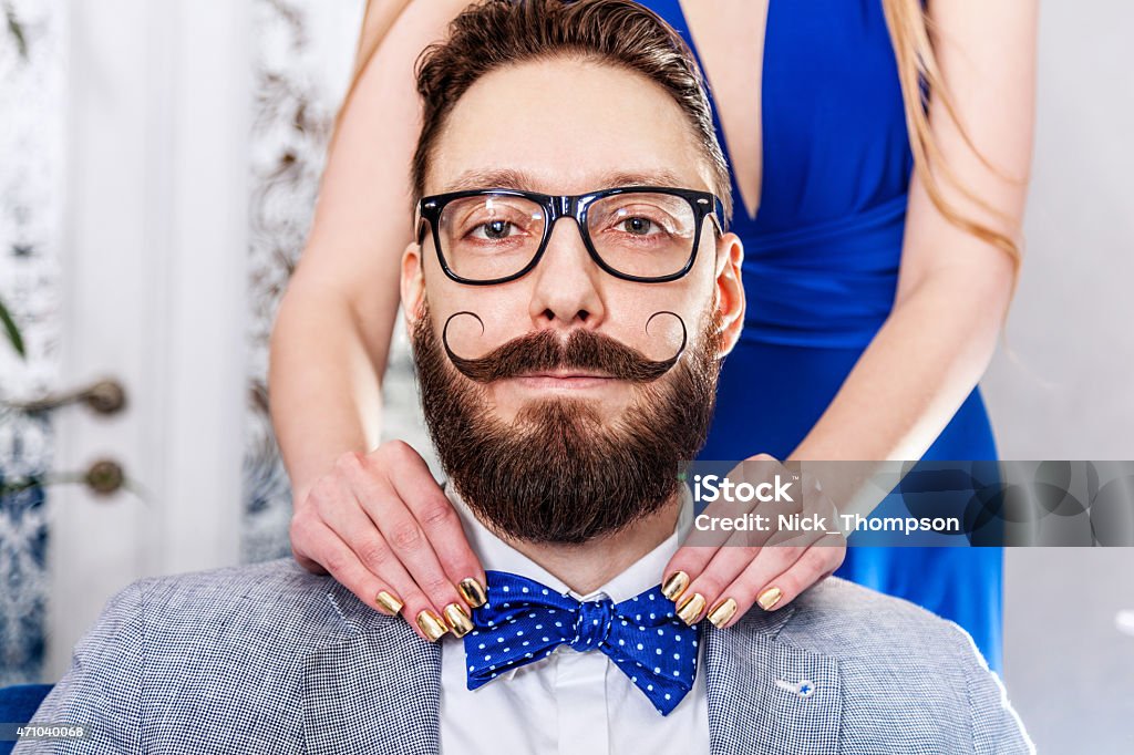 Anticuado hombre con una barba y Bigote enrulado - Foto de stock de Bigote libre de derechos