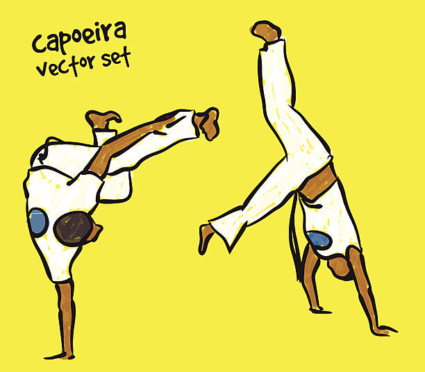 capoeira-set - capoeira brazilian culture dancing vector stock-grafiken, -clipart, -cartoons und -symbole