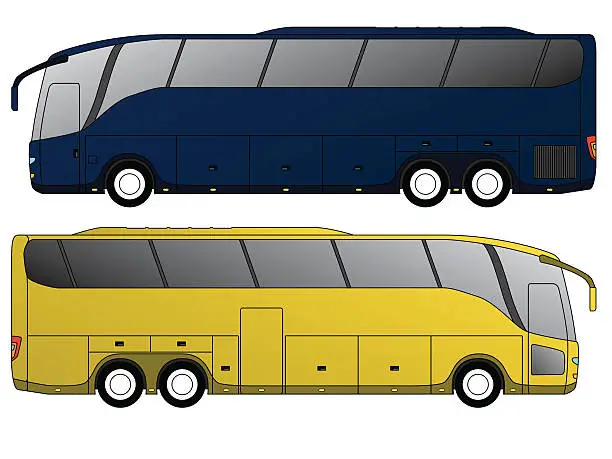 Vector illustration of Tourist bus design with double axle