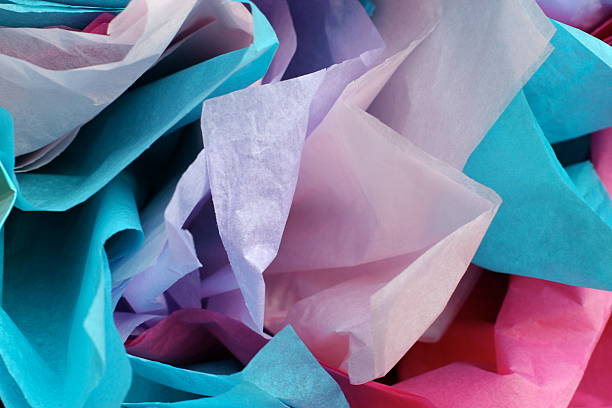Close-up of colored tissue paper for gift wrapping