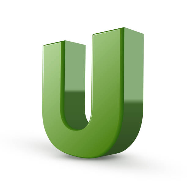 3d green letter U 3d green letter U isolated on white background letter u with words stock illustrations