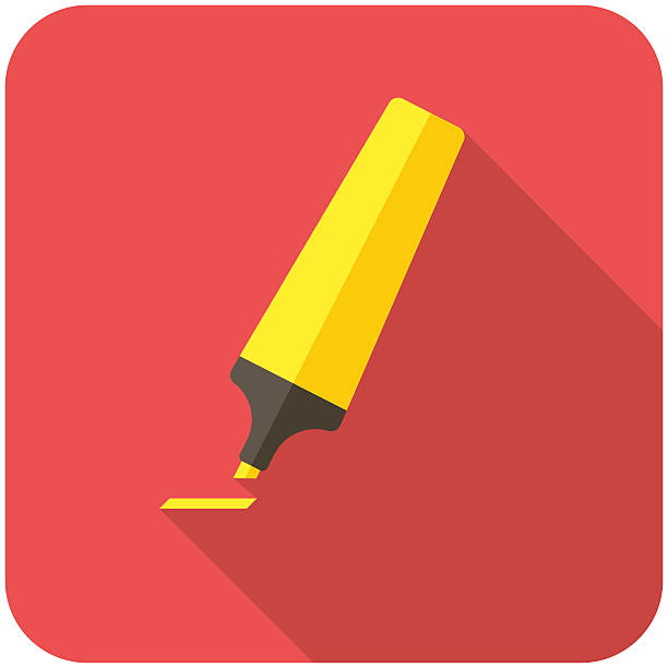marker ikonę - highlighter felt tip pen yellow pen stock illustrations