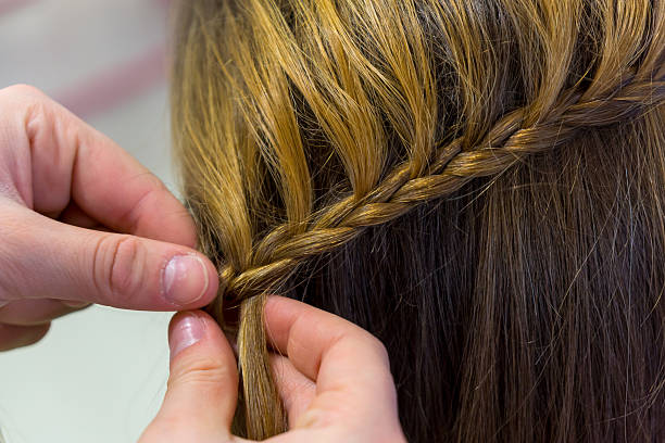 istock Hairdresser makes braids 471047814