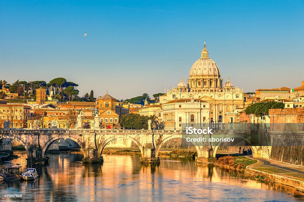St. Peter's cathedral in Rome View at Tiber and St. Peter's cathedral in Rome 2015 Stock Photo