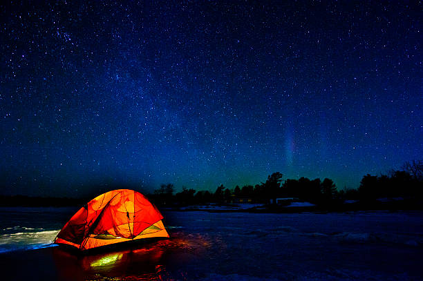 istock Tent under Northern Lights on a Expedition 471048650