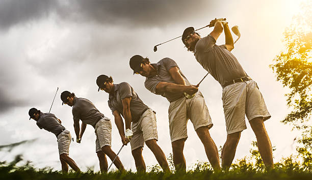 Golf Swing Image Sequence A sequence to the golf swing, from the top of the swing to the finish.  http://blog.michaelsvoboda.com/GolfBanner.jpg sequential series stock pictures, royalty-free photos & images
