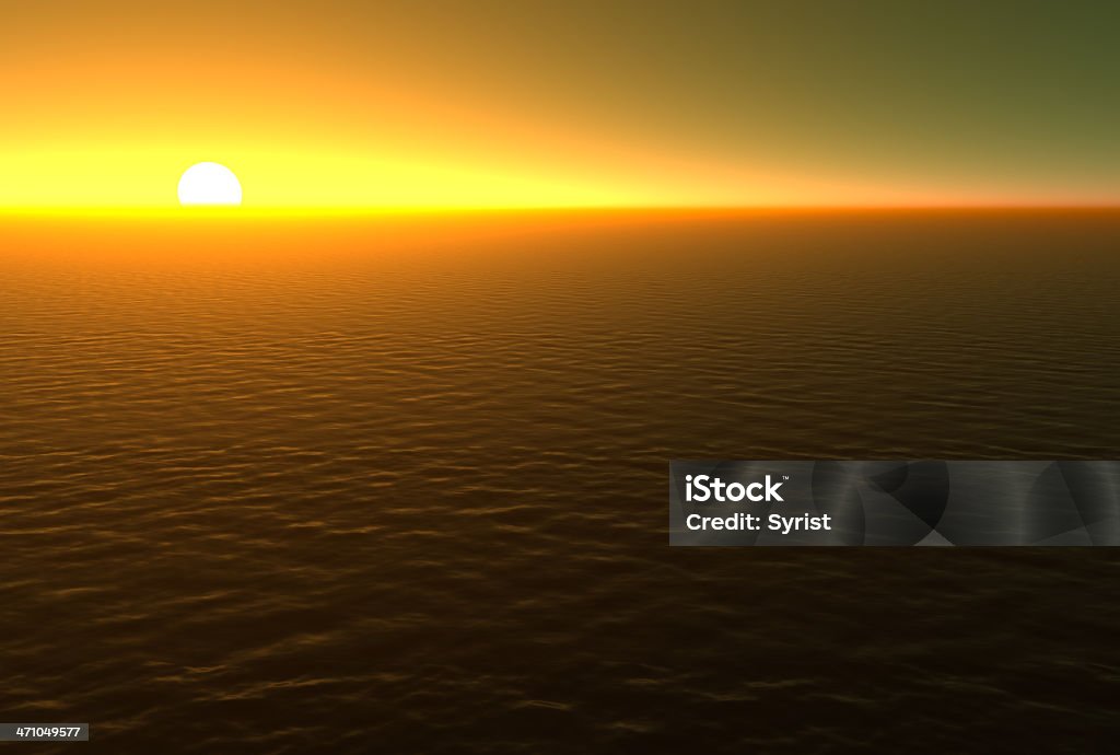 な海に沈む夕日 - 3Dのロイヤリティフリーストックフォト