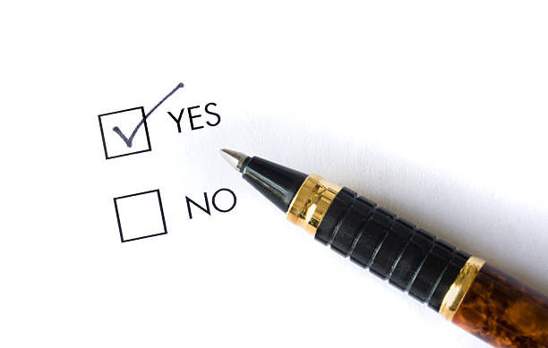 YES Decision Checkbox for Political Election, Voting, Answer, and Consent stock photo