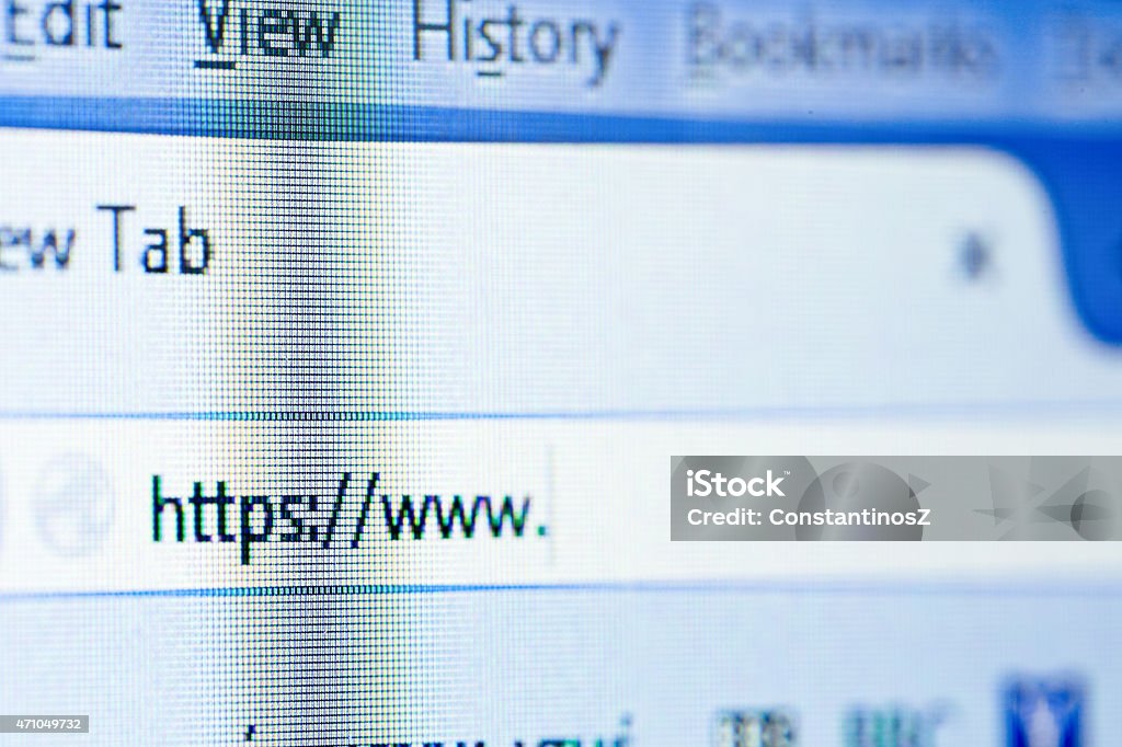 The Internet address bar on a computer close up of web browser, shallow dof on the address bar Web Browser Stock Photo