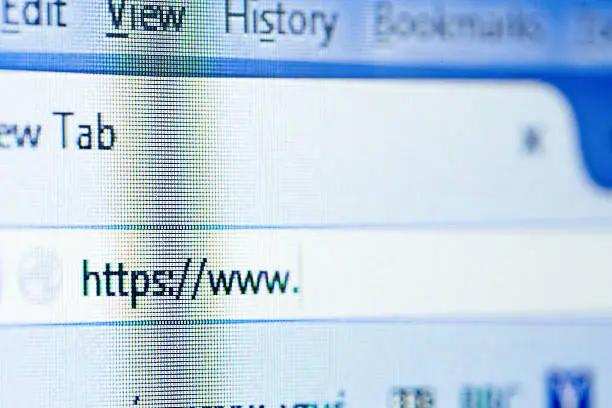 close up of web browser, shallow dof on the address bar
