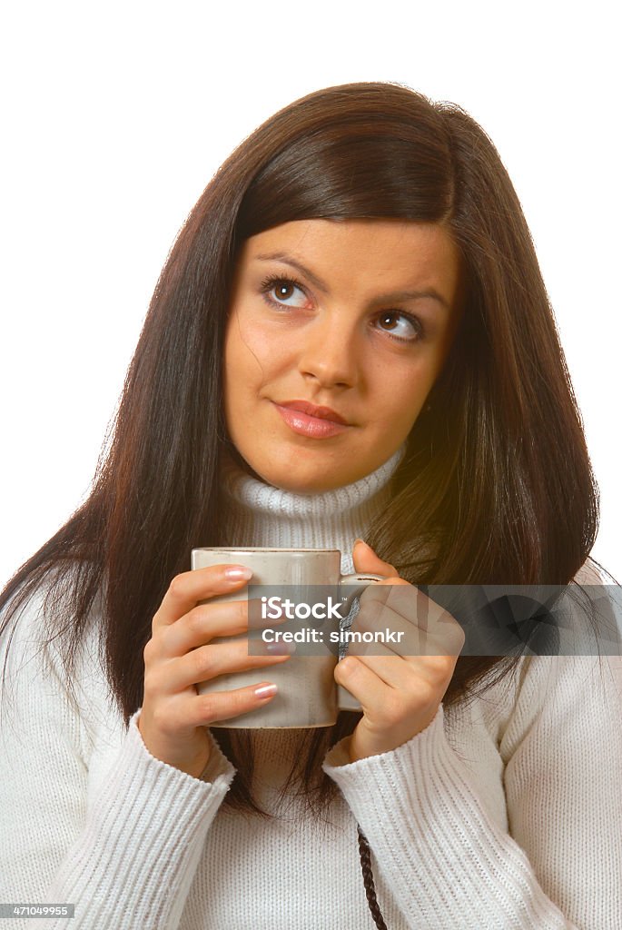 Schöne brunette mit teacup-englische Redewendung - Lizenzfrei Begehren Stock-Foto