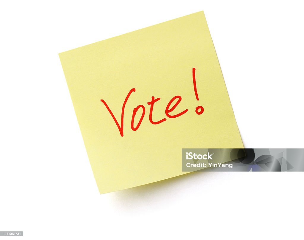 Votazione del testo sul Biglietto adesivo, foglietti adesivi di carta promemoria Elezione - Foto stock royalty-free di Appiccicoso