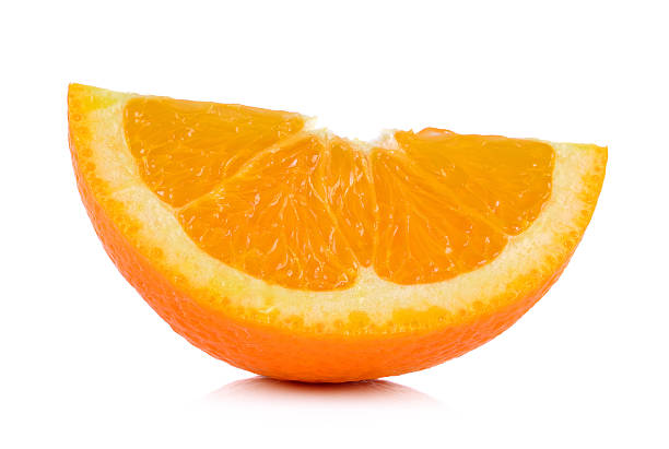 istock Ripe orange isolated on white background 471051934