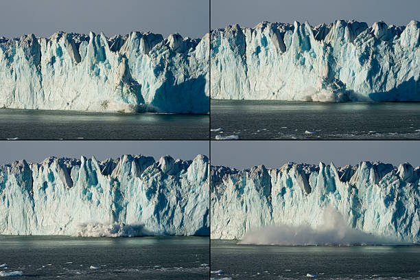 el calentamiento global desmantelamiento iceberg antártida - natural disaster glacier iceberg melting fotografías e imágenes de stock