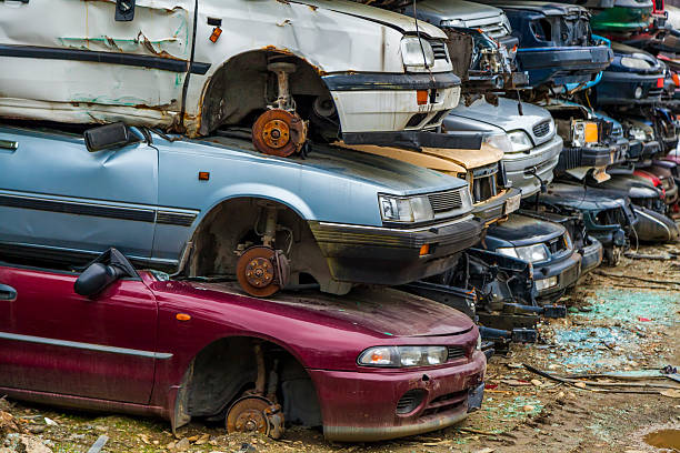 istock Dump broken and crashed cars. Cemetery cars. 471052978