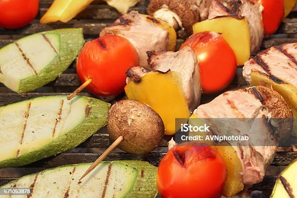 Delicious Kebabs Bbq On Grill Stock Photo - Download Image Now - 2015, Barbecue - Meal, Barbecue Grill
